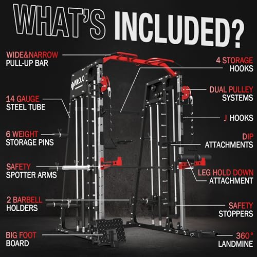 2200lbs Squat Rack with Cable Crossover Machine Y572
