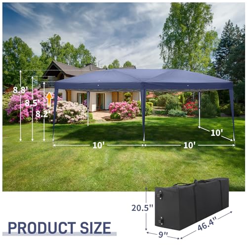 10x20ft Pop Up Canopy Tent with 6 SideWalls (Black) G9726