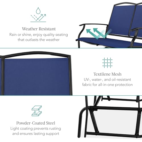 Forest Green/Brown Steel Frame Textilene Fabric 2-Person Outdoor Patio Swing Glider Bench T44805