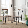 Metal Frame Dining Side Chairs, Set of 2, Brown and Ash E275