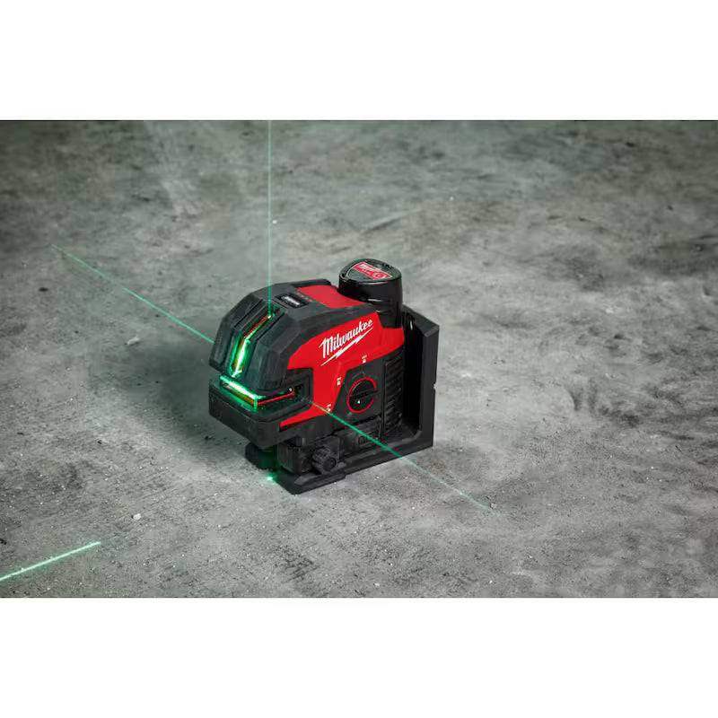 12-Volt Cordless Green Cross Line Laser Kit with Laser Distance Meter D977