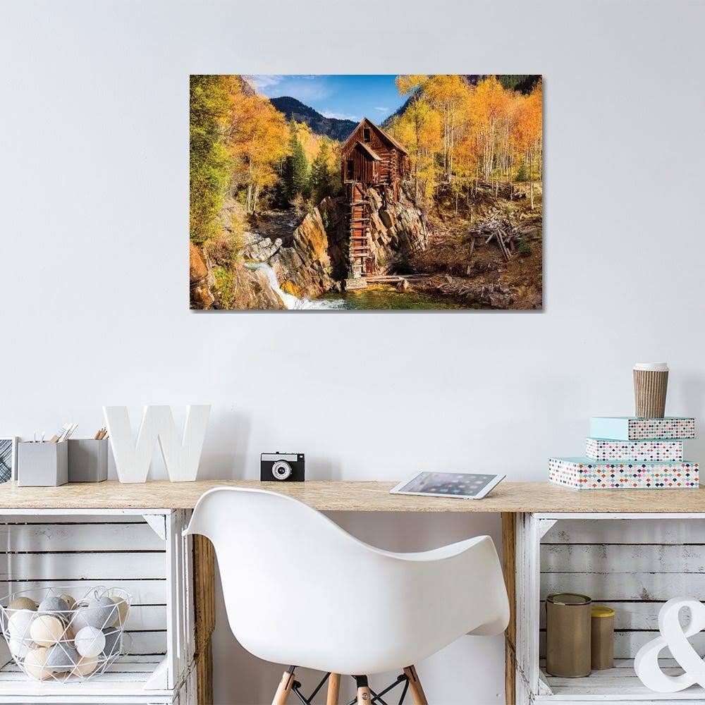 Canvas Wall Decor Prints - Old Mill in Autumn, Colorado J902431