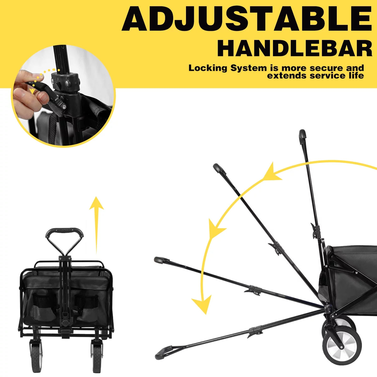 Folding Wagon Cart with Wheels, Black N907998