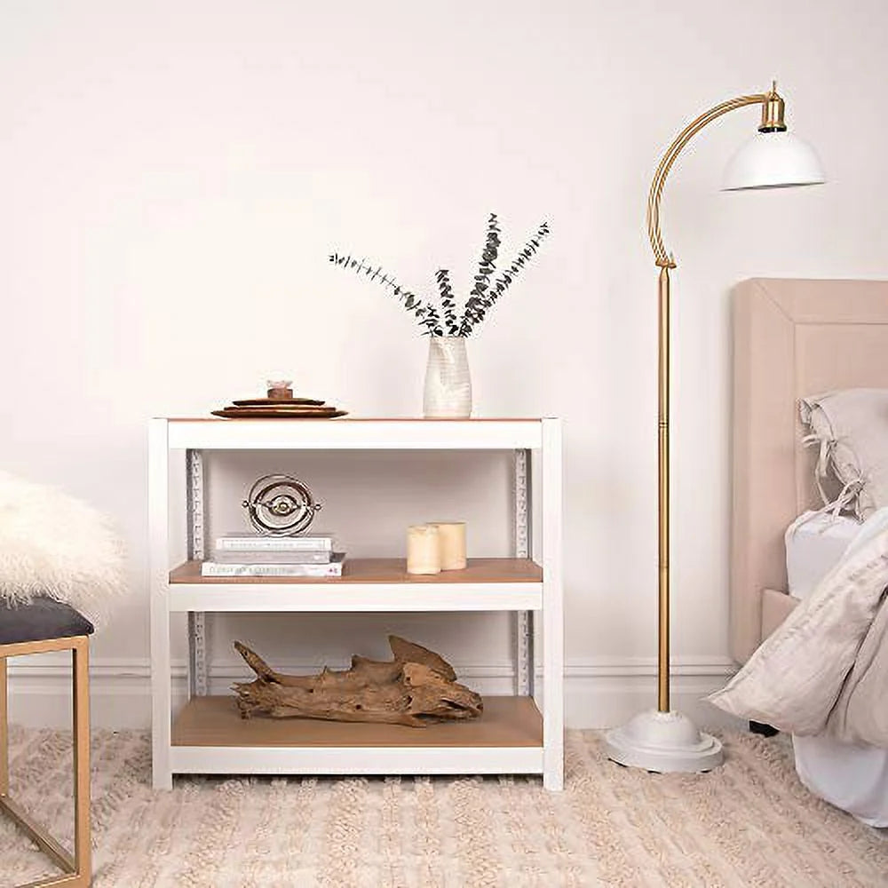2 Shelf Adjustable Metal Shelving and Storage Bookcase White Y18562