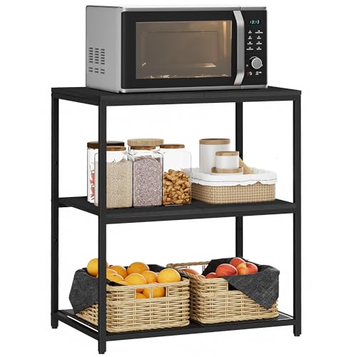 Black Kitchen Island with 3 Shelves K196