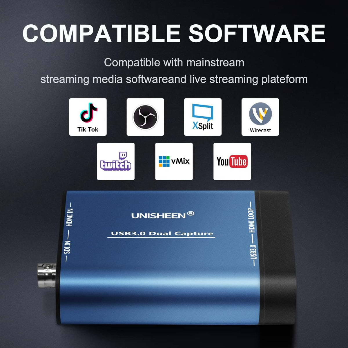 USB 3.0 HDMI SDI Dual Input Capture Card Video Grabber Converter O42642