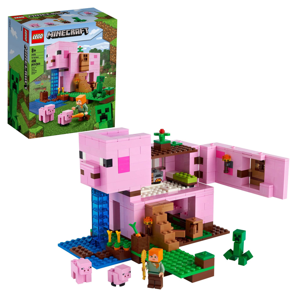 Minecraft Pig House Building Toy with 2 Pig Figures R589