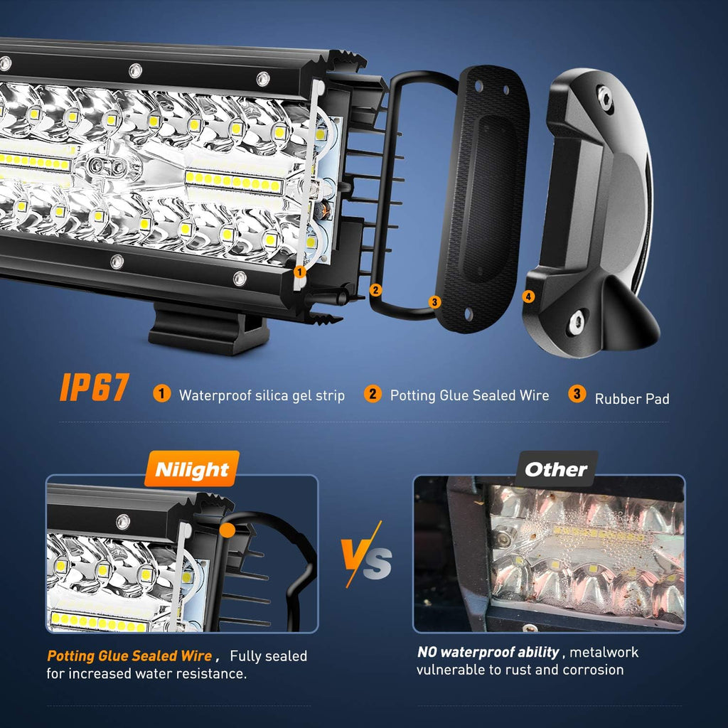 37Inch 780W Triple Row Flood Spot Combo Bar 78000LM Waterproof Led Work Light Pack of 2 R57202