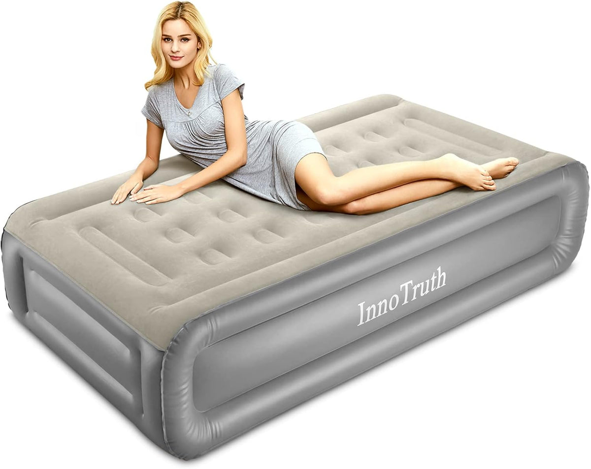 Queen Size Raised Inflatable Mattress with Built-in Pump and Carrying Bag N180867