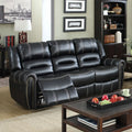 Black Leatherette Reclining Sofa and Loveseat 2pc Set F9442