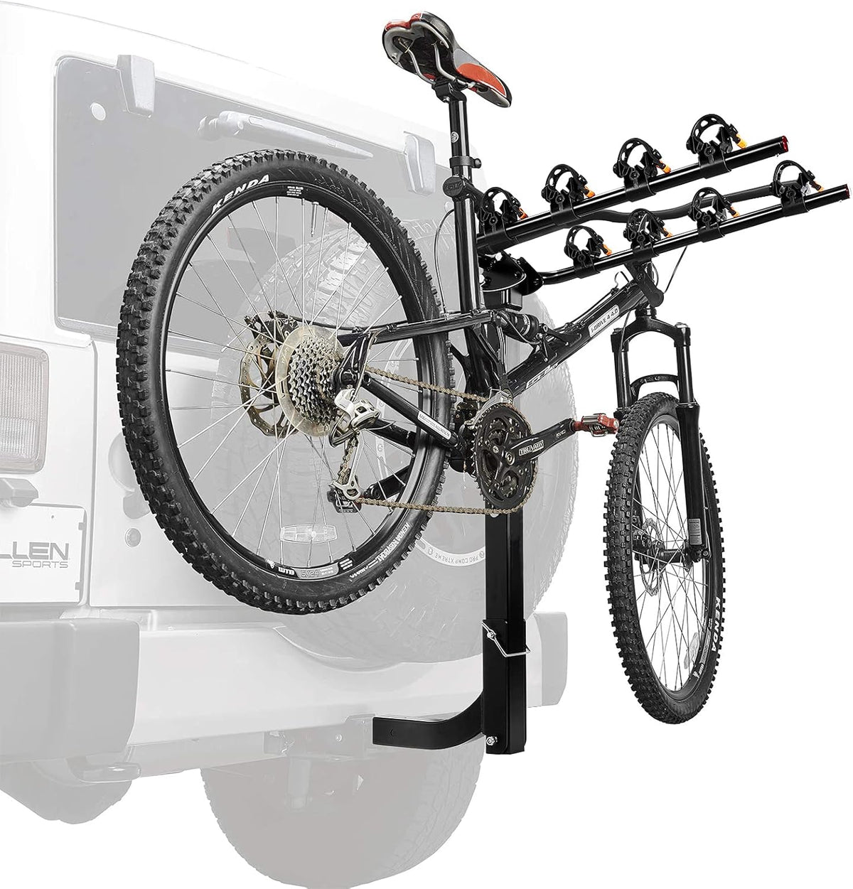Black 2 inch Hitch Mount Double Foldable Bike Rack C598