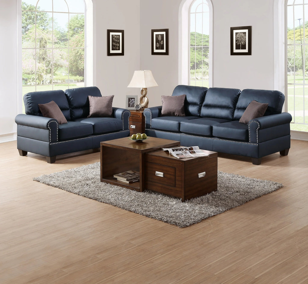 Black 2pc Bonded Leather Sofa Set X254