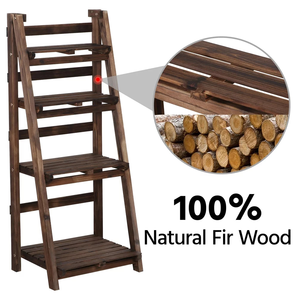 4 Tier Foldable Wooden Plant Stand U1270