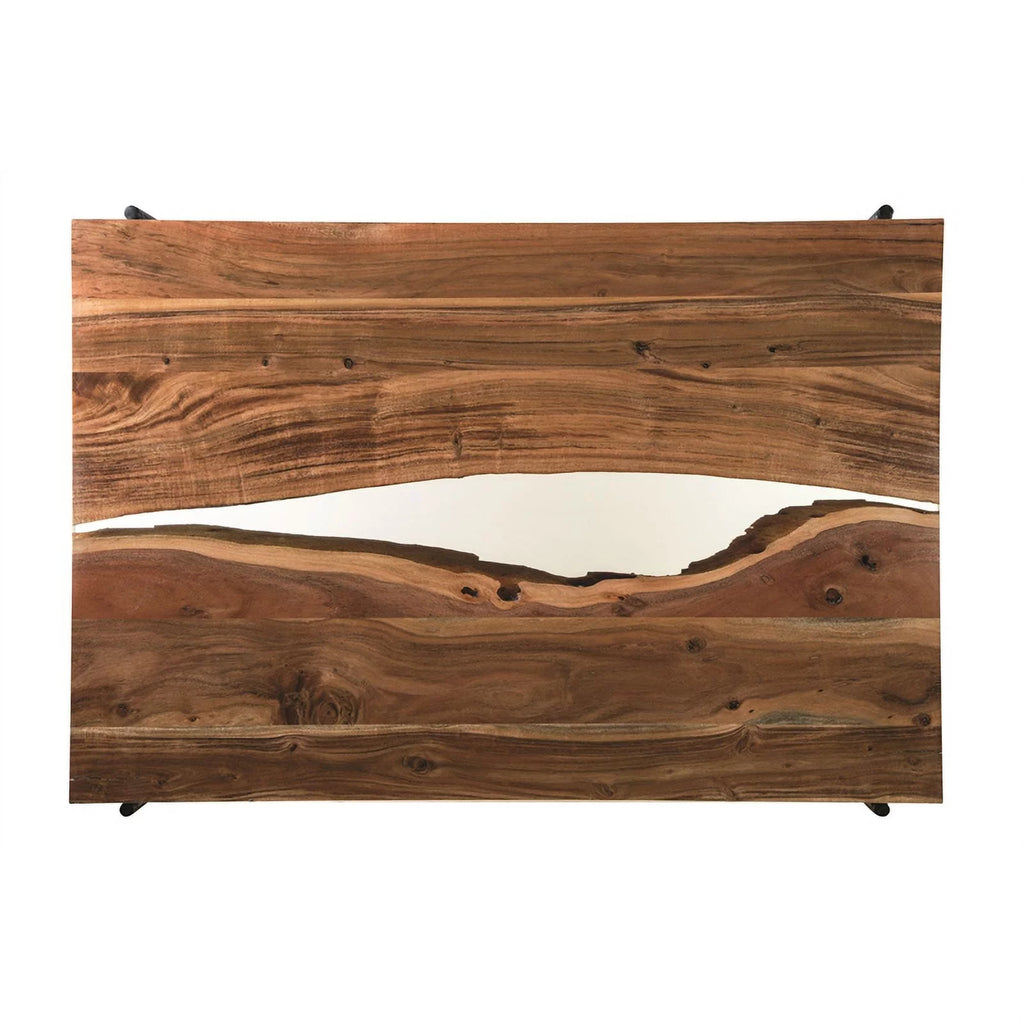 36" Acacia Wood and Acrylic Coffee Table W6129