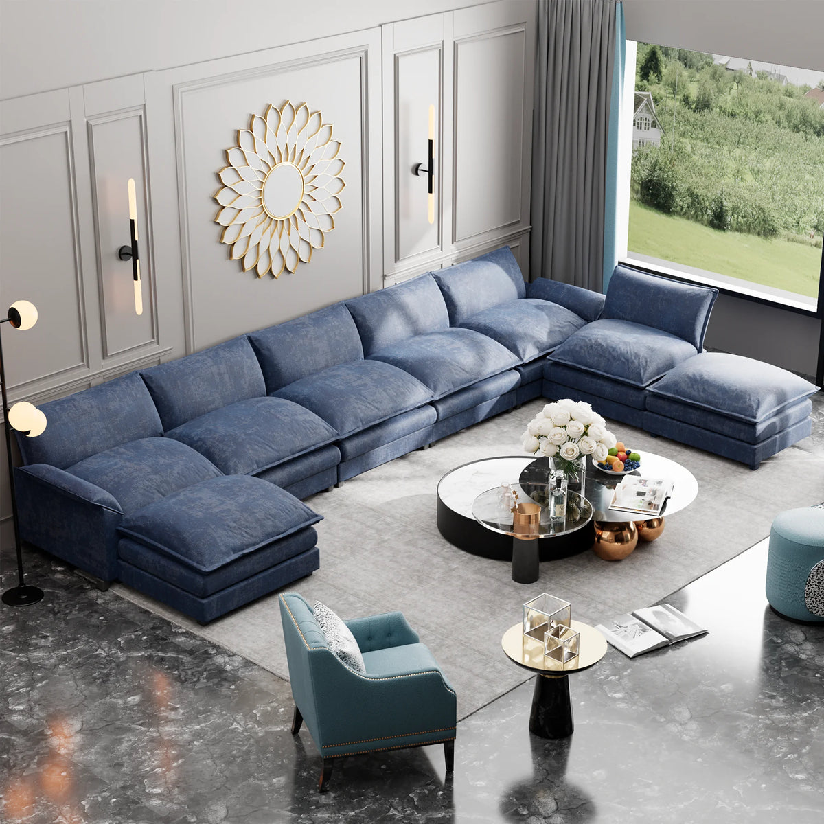 Oversized Modular Sectional Sofa with Ottomans K54558