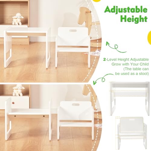 Pink Solid Wood Toddler Table and Chair Set O750