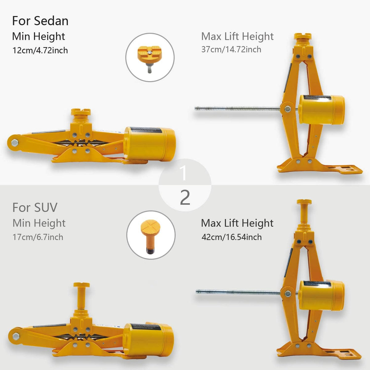 Electric Car Jack 3 Ton 12V Scissor Jack, Portable Car Lift, Pack of 2 L729063
