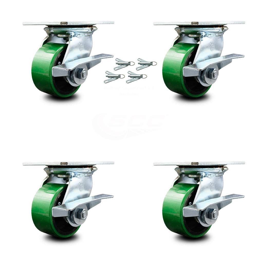 Pack of 2 Swivel Caster with 8 x 2 Green Wheel T13777