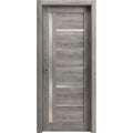 Sliding French Pocket Door 18 x 80 inches with Frosted Glass Solid Wood Interior Door E90326