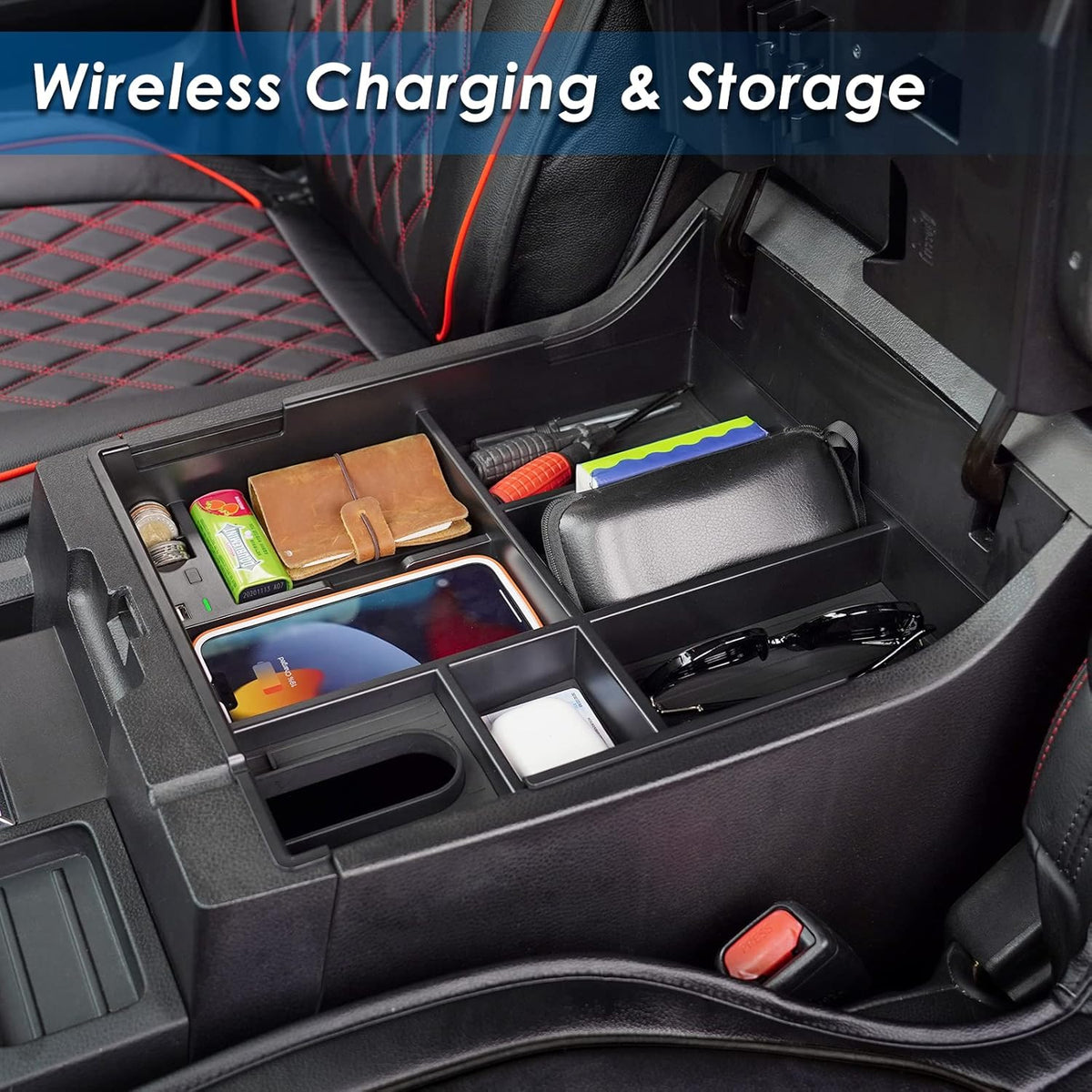 Wireless Charger Center Console Organizer Tray for Toyota Tundra 2014-2021 T6806