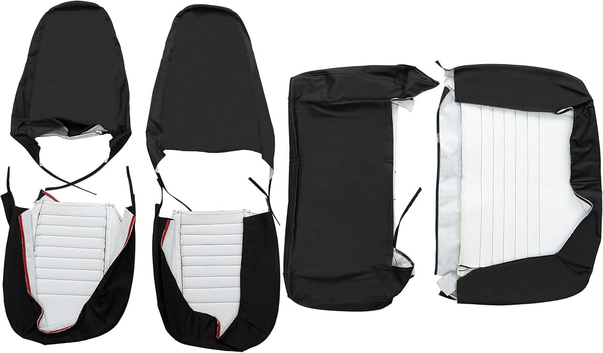 Black Faux Leather Seat Covers for Front High-Back Bucket Seats & Rear Bench Seat Q8607