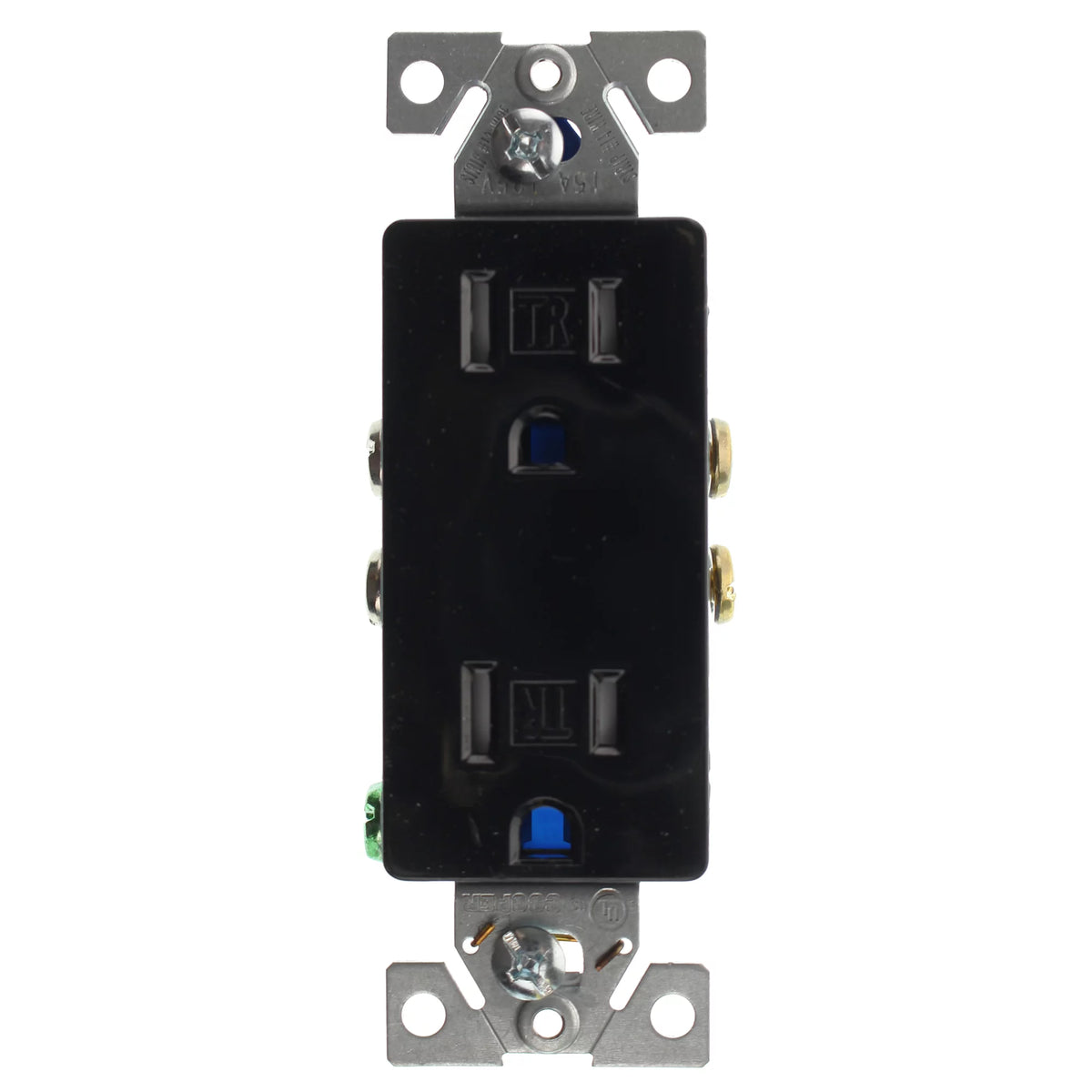 Duplex Decorator Receptacle Outlet, 15-Amp, 120-Volt, Black, 16-Pack V51125