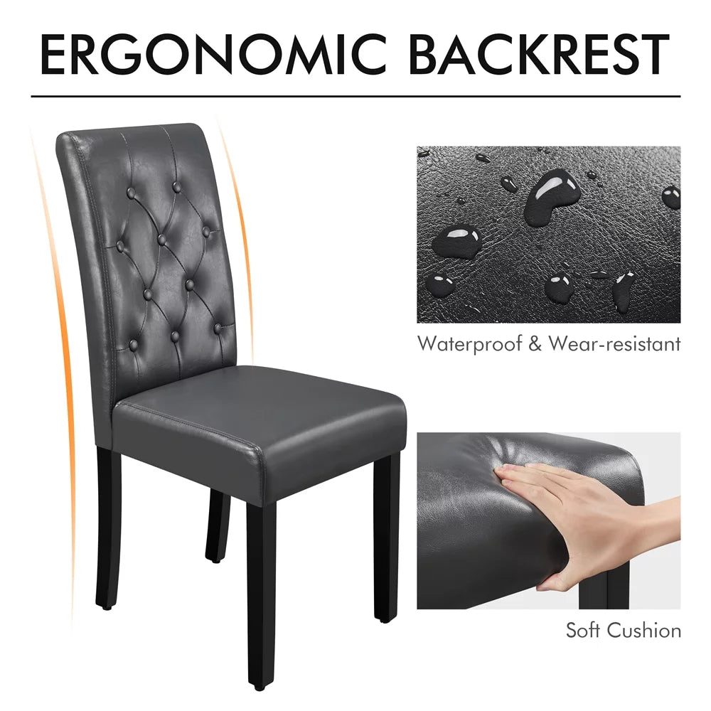 Faux Leather Dining Chairs with Wood Legs Set of 6 Gray U983
