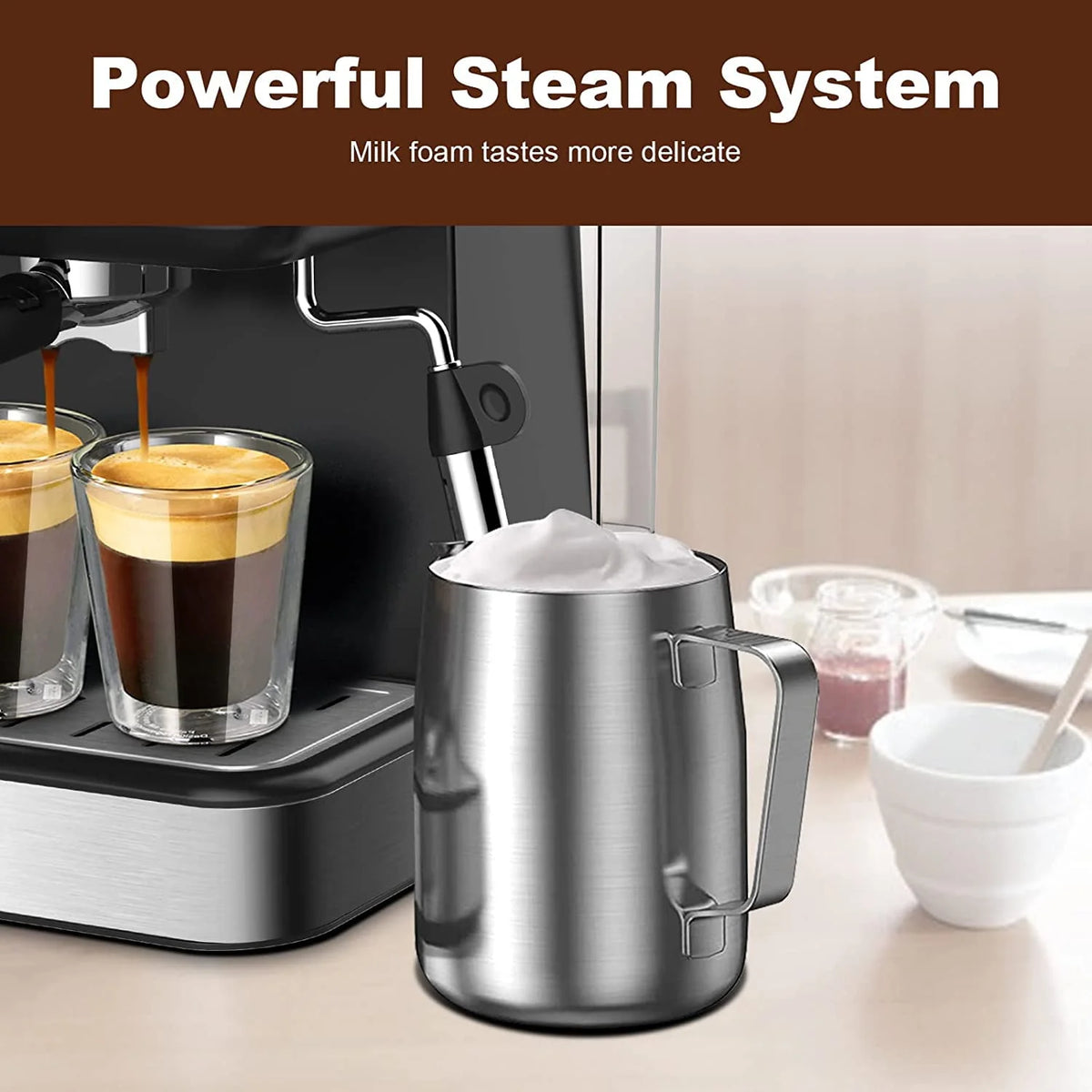 20 Bar Espresso Machine with Milk Frother Steam Wand N857