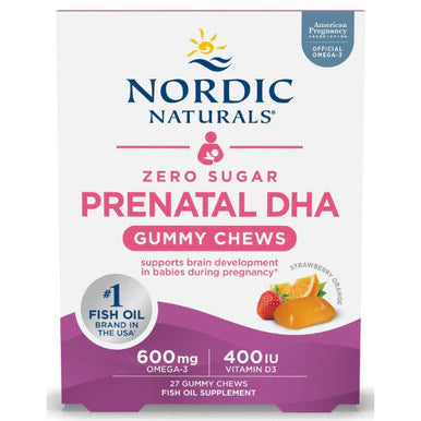 Prenatal DHA Zero Sugar 27 gummy chews strawberry orange flavor X583146