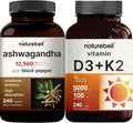 Vitamin D3 K2 Softgels & Ashwagandha with Black Pepper Bundle Pack F846
