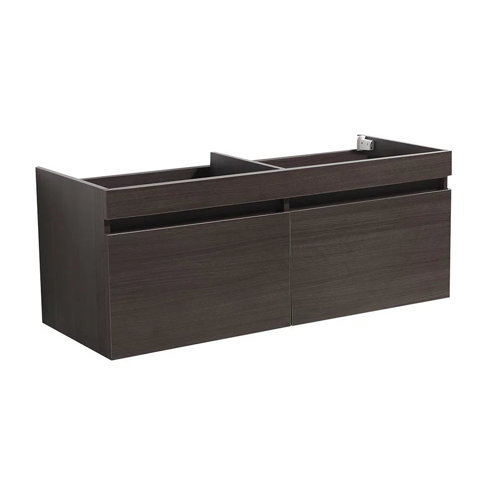 60" Wall Hung Double Sinks Wood Bathroom Cabinet in Gray Oak L590