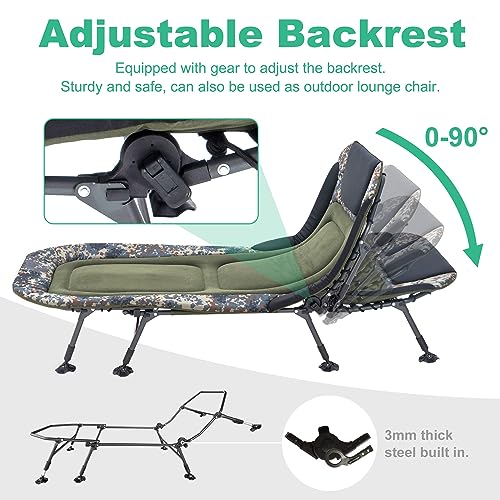 Oversized Folding Camping Cot with Mattress and Carry Bag, Green E954