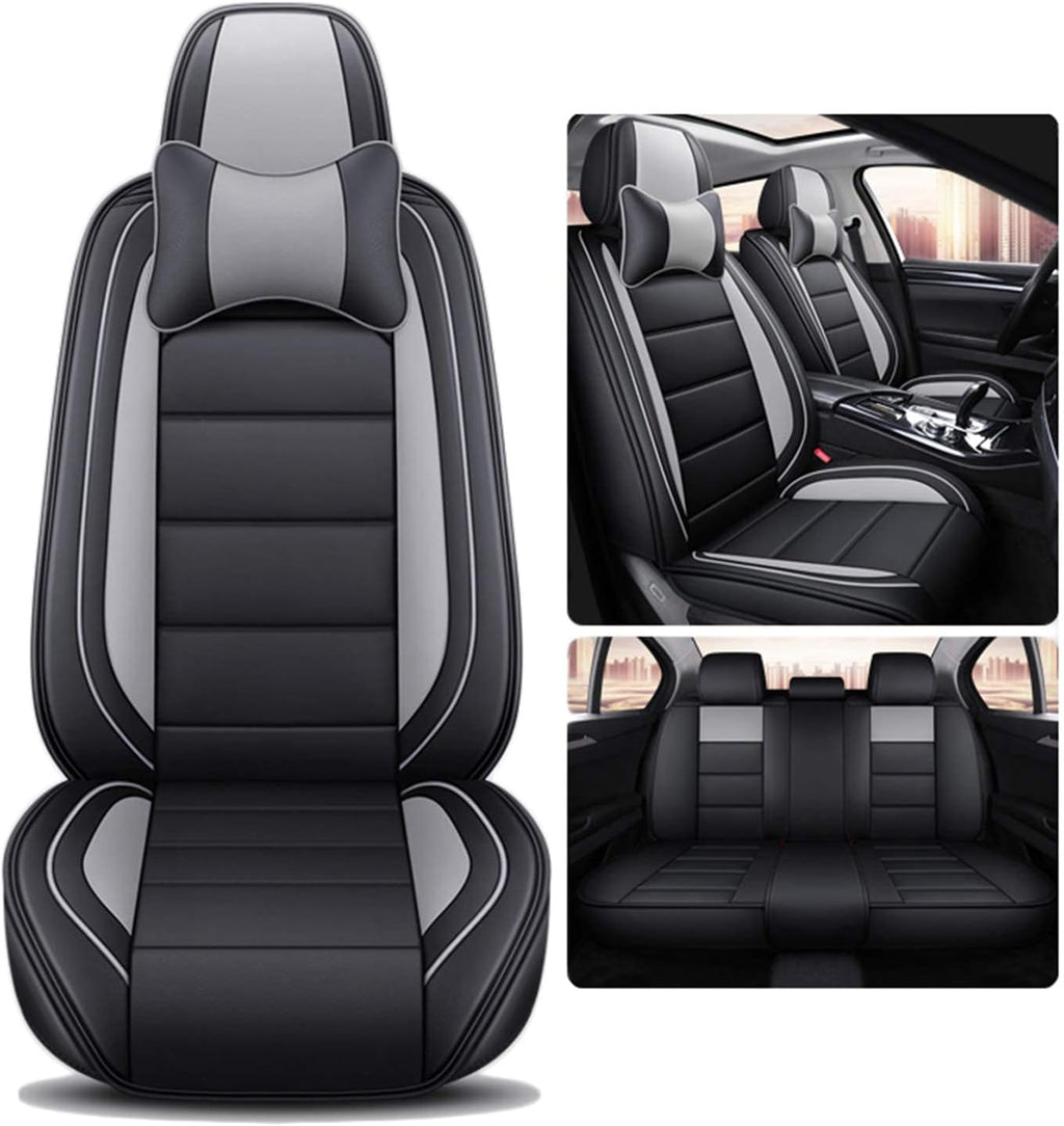 Black Coffee Leatherette Car Seat Cover Full Set X3402