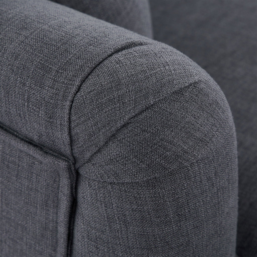 Gray Upholstered Loveseat Sofa with Wooden Legs and Two Throw Pillows I969