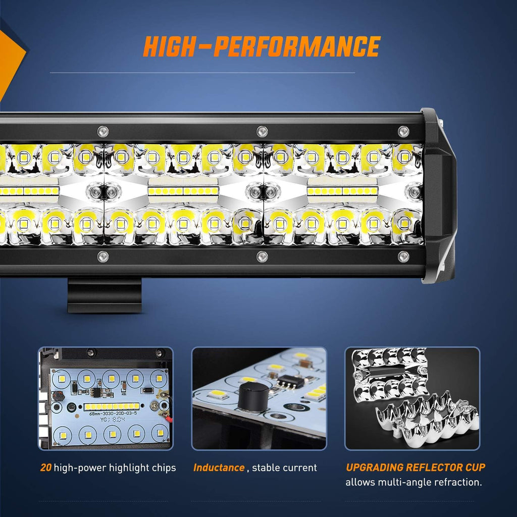 37Inch 780W Triple Row Flood Spot Combo Bar 78000LM Waterproof Led Work Light Pack of 2 R57202