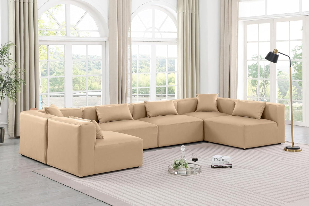 Tan Vegan Leather Modular Sectional E766
