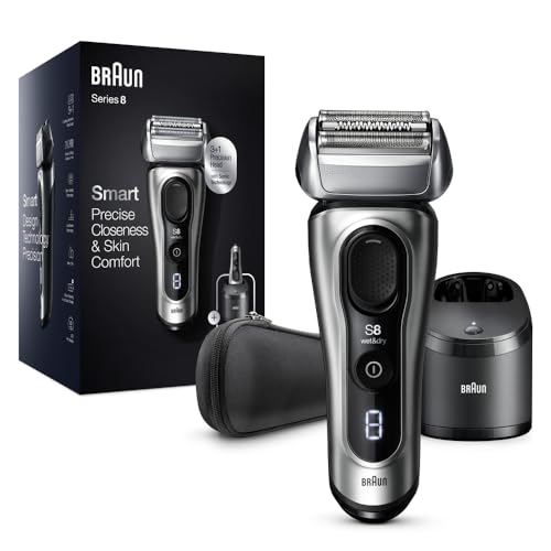 Electric Foil Shaver with Precision Beard Trimmer, Cleaning & Charging SmartCare Center, Galvano Silver J93954