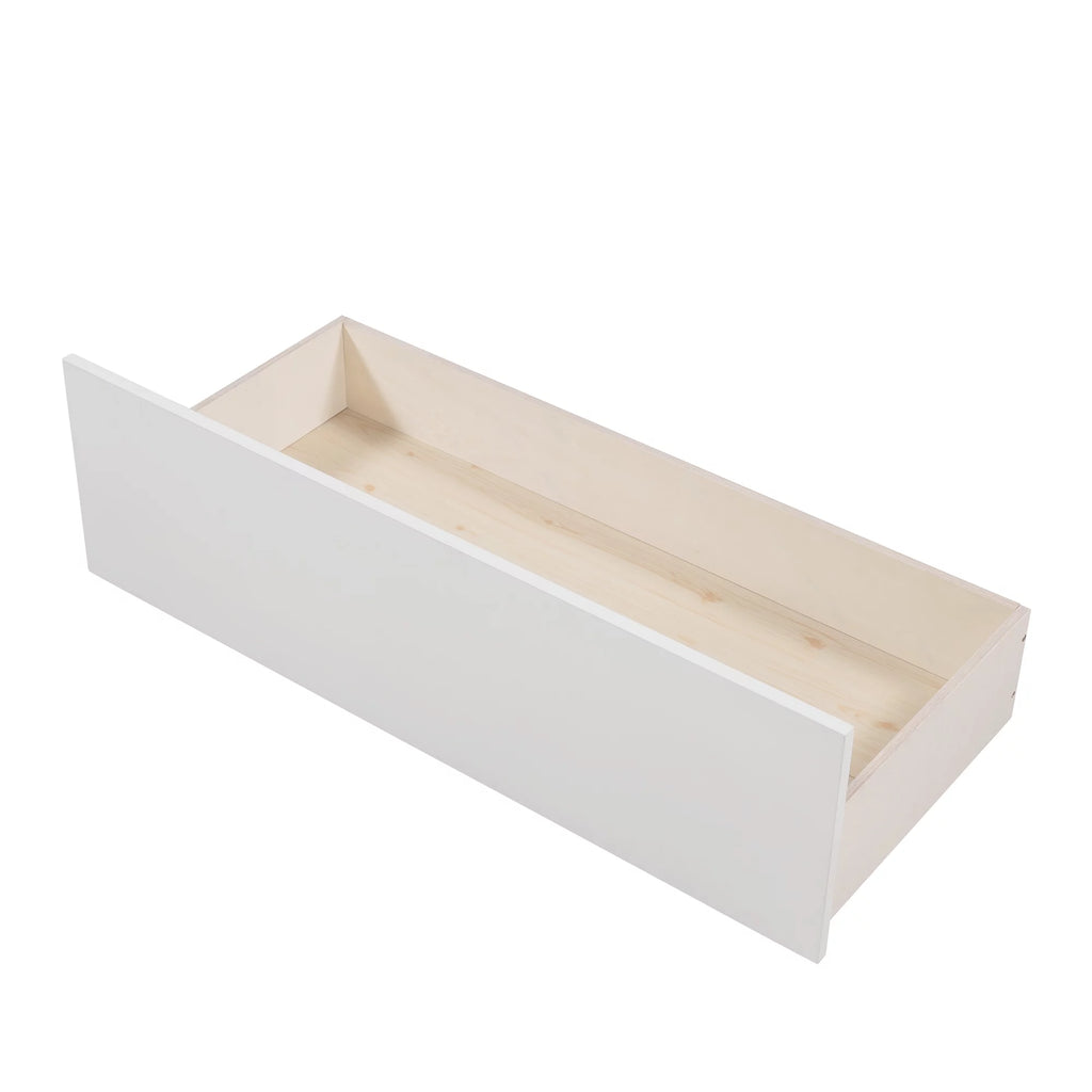 White Twin Size Wooden House Bed with Drawers and Guard Rails Z78244