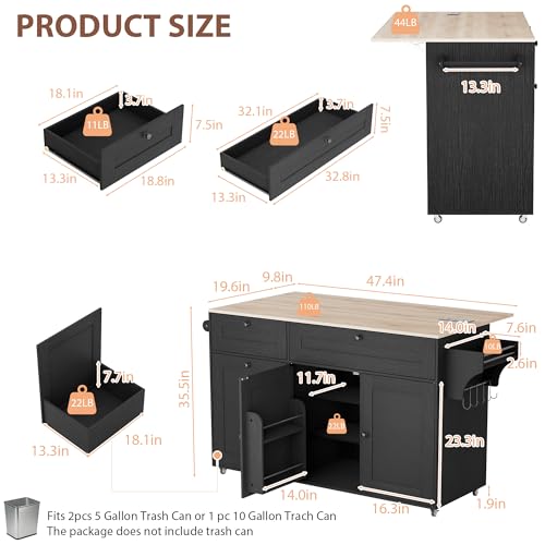 White Rolling Kitchen Island with Storage W226