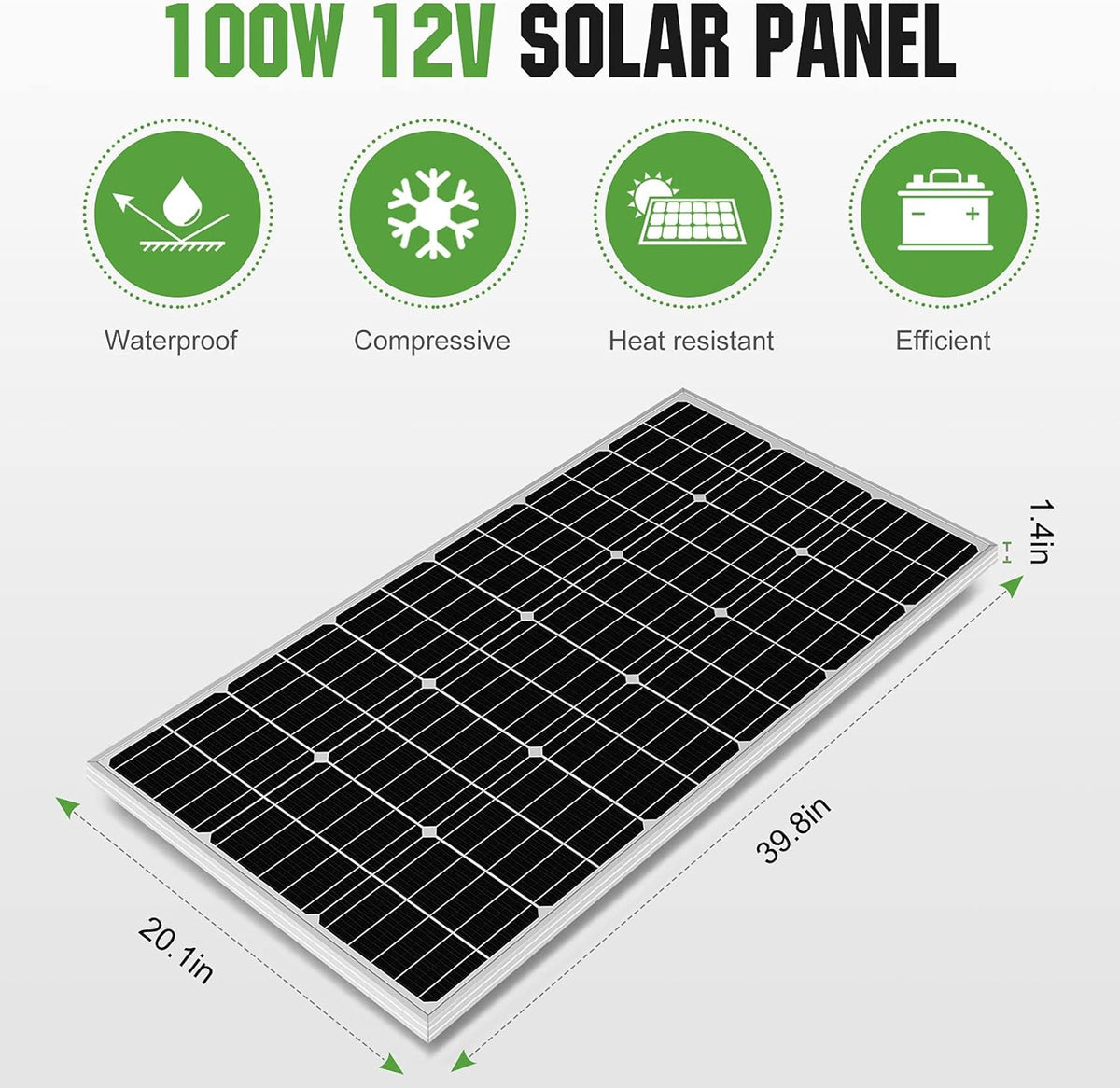 100 Watt 12 Volt Solar Panel Kit with Charge Controller and Mounting Brackets K5093