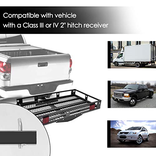 Heavy Duty Folding Hitch Cargo Carrier with Ramp, 500LBS Weight Capacity L59507