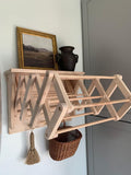 21” x 16” Collapsable Wooden Wall Mounted Drying Rack with Peg Hooks A2347