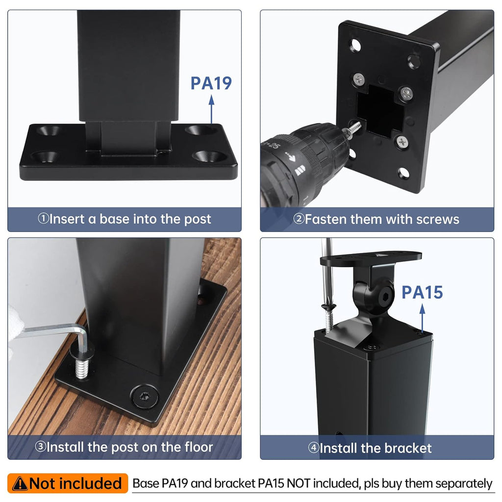 36 inch Black Aluminum Cable Railing Post M94309