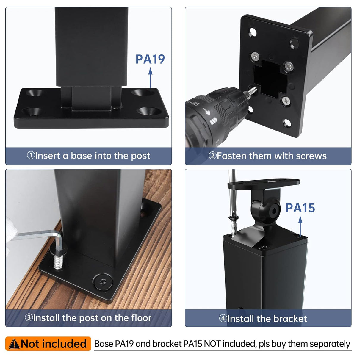 36 inch Black Aluminum Cable Railing Post M94309