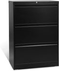 Black 3 Drawer Lateral File Cabinet with Lock K4105