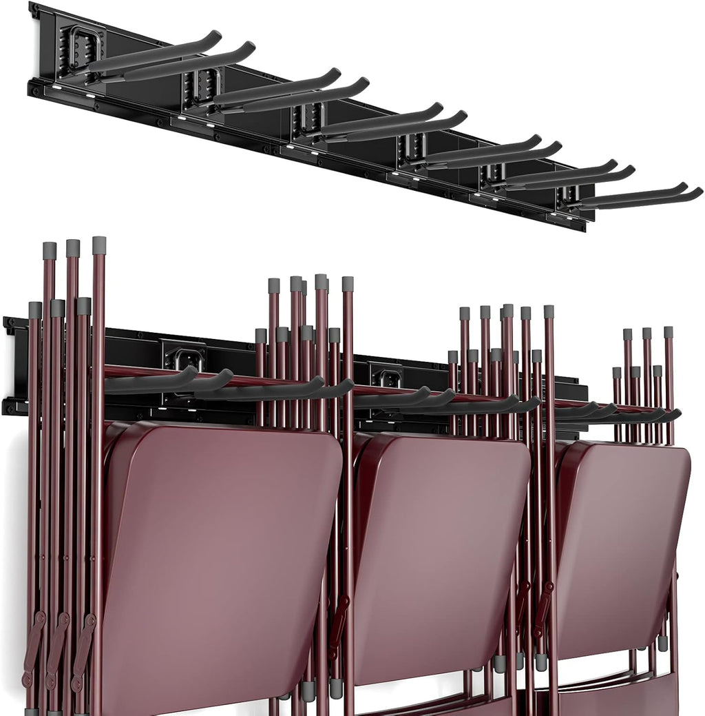 Heavy Duty Garage Storage Tool Organizer Wall Mount Rack with 6 Long Hooks, 48 Inch, Pack of 2 Y1274