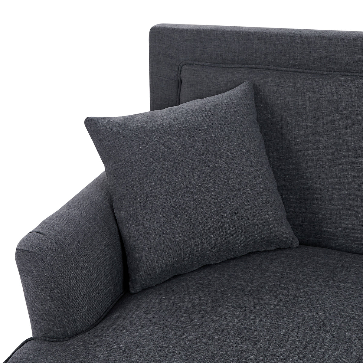 Gray Upholstered Loveseat Sofa with Wooden Legs and Two Throw Pillows I969