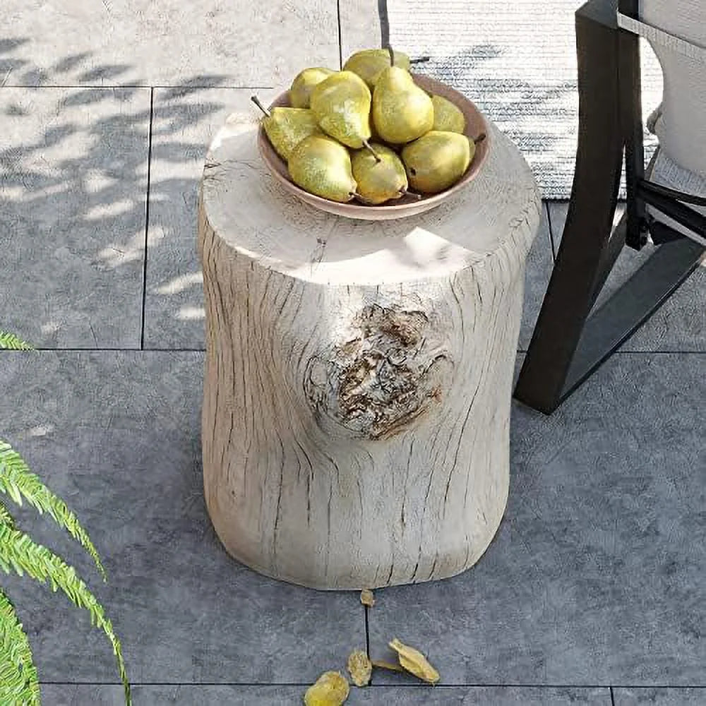 Rustic Stump Brown Wood-Look Side Table W40422