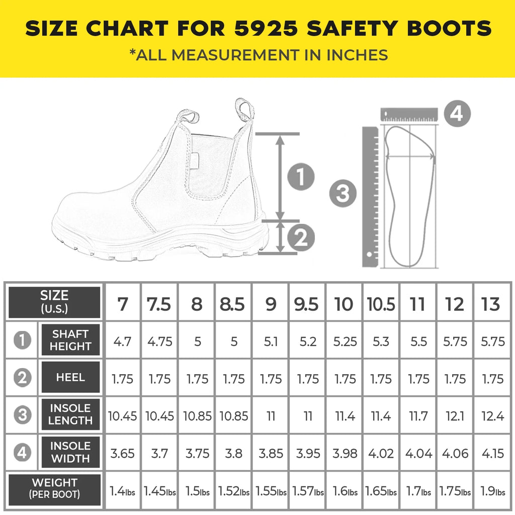 Brown Slip On Leather Steel Toe Work Boots Z998