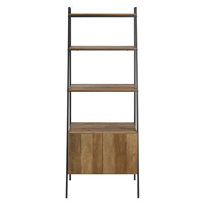 Reclaimed Wood Ladder Bookcase with Cabinet R489